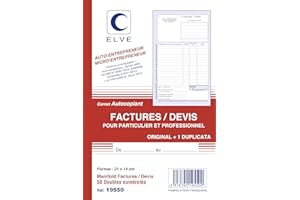 ELVE Manifold AUTO-ENTREPRENEUR Facture/Devis 21 x 14 cm Vertical 50 dupli