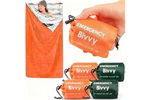 Deecam Sac de bivouac d'urgence 4 pièces, sac de couchage d'urgence, équipement de survie, protection contre le froid, sac de survie pour randonnée, voyage, activités de plein air et randonnée (deux