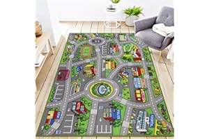 Capslpad Car Play Mat 100x160cm Non-Slip Kids Rug City Town Map Interactive Play Carpet Machine Washable Creative Educational Boy Girl Play Mat for Kids Teenager Room Nursery Playroom Decor, Green