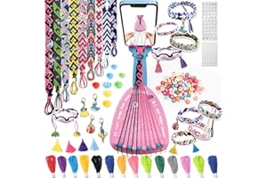 Wwtop Kit para Hacer Pulseras Niñas, 19 Colores Kit Fabricación Pulsera Amistad, Juegos de Pulseras de Bricolaje, Kit de Manualidades para Niños Bricolaje 6-12 Años Regalos Cumpleaños para Niñas