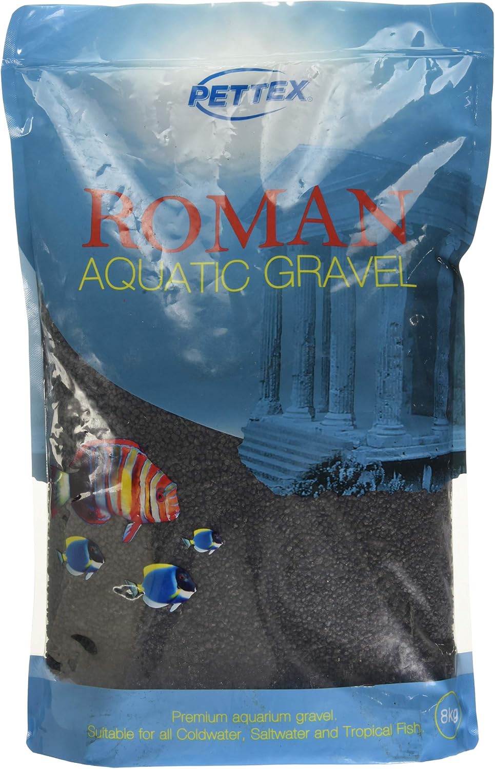 Roman Gravel Grava de Acuario, Negro (Jet Black), 8 kg