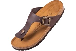 Palado Damen Zehentrenner Kos - Modische Pantoletten mit Natur Kork-Fussbett - Frauen Schuhe mit Sohle aus feinstem Veloursleder - angenehme Sandalen