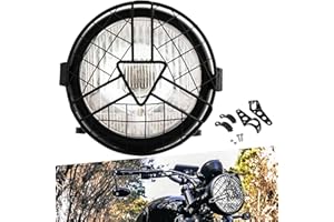 DREAMIZER Faro Moto Led Homologado Universal 6.8 Pulgadas Retro Rejilla Metal Faro Moto Compatible para motocicletas, bicicletas, cruceros, métricas, cafeterías, carreras, aplicación personalizada