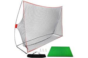FINGER TEN Filet de Golf Entrainement Practice 10ftx7ft Portable avec Sac de Transport et Tapis de Golf 60x30cm, Filet Golf pour Extérieur Intérieur Jardin Sport en Plein Air