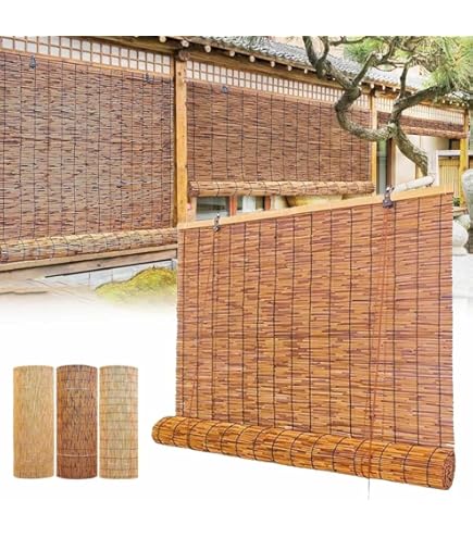 Store Bambou Intérieur Store Enrouleur Exterieur Terrasse 85% Occultant Anti-UV Rideaux Romains 50 65 90 100 120 130 140 150 160 170 180cm De Large Pour Jardin Bureau Cuisine Facile à Installer