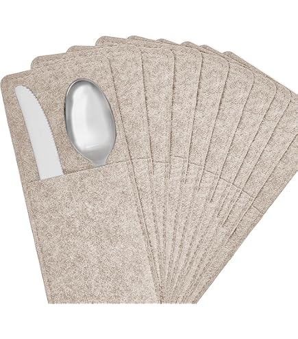 Miqio ® - Portaposate di design in feltro lavabile | Set da 10 pezzi | decorazione scandinava – adatto per tovagliette, tovagliette, tovagliette, tovaglie | grigio