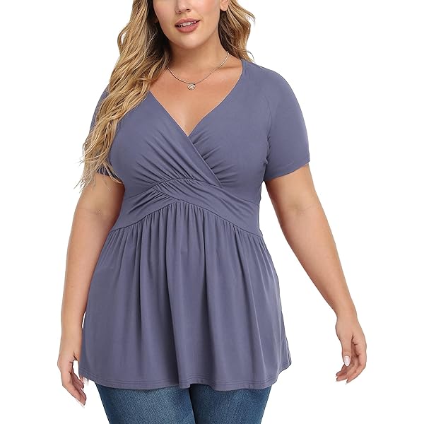 Blusas De Talla Grande Para Mujer, Estilo Casual, De Manga Corta