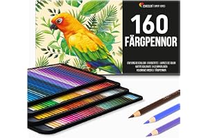 160 Zenacolor färgpennor (numrerade) - enkel förvaring - professionell uppsättning färgpennor - perfekt för vuxen- och barnmå