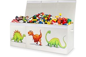 EAVE Boîte à jouets avec couvercle, Bacs de rangement pour jouets pour enfants, robustes et pliables, grands conteneurs de rangement amovibles pour salle de jeux, chambre, maison, taille 99 x 34 x 40cm