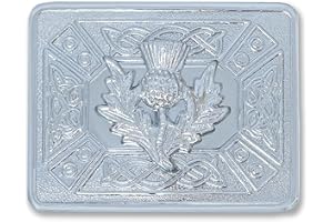 KILT MANIA Scottish Thistle Kilt Belt Buckle - Traditional Celtic Knotwork Design in Antique Silver Finish - Classic Highland Wear Accessory for Men