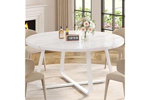 ‎LVB LVB Weißer Runder aus Kunstmarmor, runder Esstisch, Küchentisch für 4–6 Personen, Mid-Century Podest, Esstisch, Beistelltisch, Couchtisch, Büro, Wohnzimmer, weißer Marmor, 130 cm