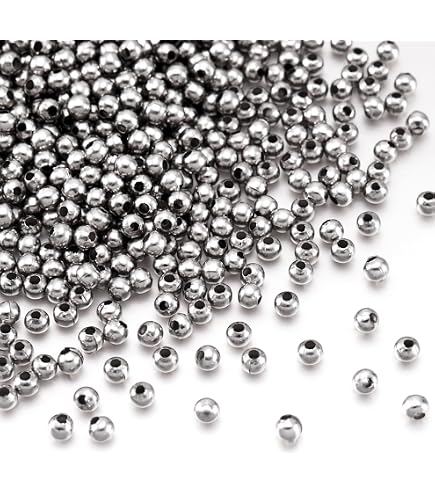 PandaHall 10 perline in acciaio inox con testa di cranio, foro grande