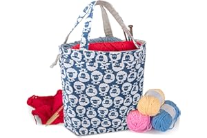 Teamoy Bolsa de Tejer con Cordón, Bolsa de Labores Portátil para Agujas de Tejer, Ovillos de Hilos y Accesorios de Tejido, Multifuncional, Tamaño Ideal,Oveja.