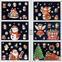 younikat Immagine per finestra Natale composta da 112 pezzi per motivi personalizzati come albero di Natale, stella, palline Finestra dell’Avvento I