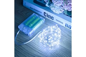 BRIGHTOWN Fairy Lights, 2 Pack 100 LED Battery Operated String Lights Silver Wire Light for Indoor Outdoor Lighting, Bedroom, Wedding Decor, Party, Christmas, Tree Decoration(10M/33ft, Pure White)