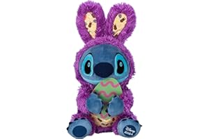 Disney Store Official Stitch Easter Medium Soft Toy, Lilo & Stitch, 40cm/16”, Plush Stuffed Cuddly Figure, Cute Space Alien in Furry Bunny Costume with Egg in Hands