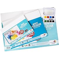 Brustro 300 GSM Watercolour Papers with Sennelier Aquarelle French Artists Watercolor Aqua-Mini Set