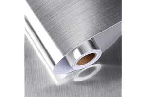 HotDecor Carta Da Parati Adesiva Color Argento Per Mobili, Lavabile, Rivestimento Per Piano Di Lavoro, Adesivi Per Frigorifero, Pellicola 60cm x 300cm