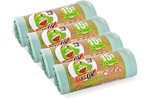 EFFENNE group - 60 Sacchi Umido 50x60 cm - Shopper Biodegradabili con Manici per la Raccolta Differenziata da interno - sacchi umido per la pattumiera della cucina e del bagno.