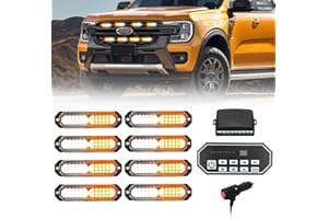 I LITTON Blanc Ambre Super Lumineux Lumière Stroboscopique LED d’alerte d’urgence LED lumière de sauvetage de Surface lumière stroboscopique pour véhicule de Constructio, 8 Pièces
