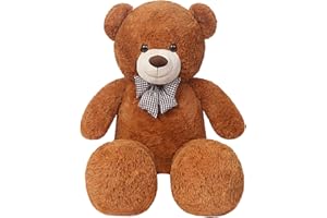 SNOWOLF Ours en Peluche géant XXL Grand avec Noeud (Marron Foncé)