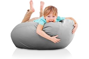 Aiire Pouf Bambini con Imbottitura - Puff Poltrona Sacco per la Cameretta Bimbo - Poltroncina Bimbi Morbida Divano per Decorazioni Camera da Letto Ragazza - Puffo per Sedersi Grigio