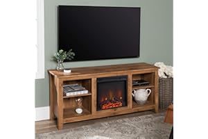 WALKER EDISON Eden Bridge Designs 58" Traditional Rustic Country Fireplace TV Stand, High-Grade MDF, Corner TV Console and Storage Cabinet, Barnwood, One Size
