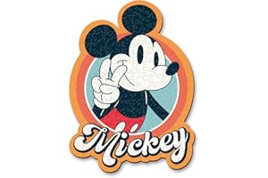 Trefl – Puzzle Drewniane Konturowe: Disney, Retro Myszka Mickey – 160 Elementów, Wood Craft, Nieregularne Kształty, 10 Figurek, Nowoczesna Układanka Premium, dla Dorosłych i Dzieci od 9 Lat