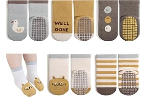 Exemaba Rutschfeste Socken für Baby Mädchen Jungen 5 Paar Kinder Anti Rutsch Socken Sportsocken Stoppersocken