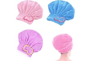 BDSHUNBF 3PCS Asciugamano Capelli Turbante, Turbante Asciugacapelli, Asciugamano in Microfibra, Asciugatura Rapida Super Assorbent Aciugamani In Microfibra Cappuccio per Donne Adulti o Bambini
