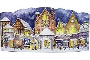 ‎RICHARD SELLMER VERLAG Nostalgischer Adventskalender/Weihnachtskalender mit Bildern und Glitzer "Domplatz" von 1947