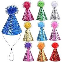 Mini Partyhüte Mit Bommel - 10 Stück Glitzer Kegelhüte
