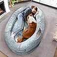 Human Dog Bed for Adults & Furry Friends | Warm & Comfortable Human Sized Dog Bed | Bean Bag Dog Bed | Giant Dog Bed for Humans & Pets | Human Size Dog Bed For Adults | Blue Grey | Detachable Cover