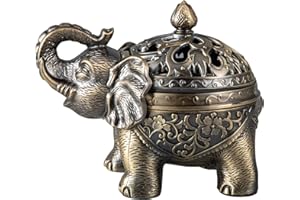 Feyarl Vintage Incense Burner Elephant Shape Metal Frankincense Insence Burner Holder for Spa Yoga Bedroom Aromatherapy