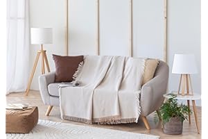 Todocama - Colcha Multiusos Sofa, Manta Foulard, Plaid para Cama, Cubresofa Cubrecama, Jarapas, Fabricado en España, Clásica. (125x180cm, Beige Arena)