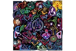 AUCEKO Confezione da 100 adesivi Noctilucent Marvel Supereroi Set di adesivi impermeabili in vinile per computer portatile, bambini, auto, moto, skateboard, bagagli, valigie, computer, graffiti Decal