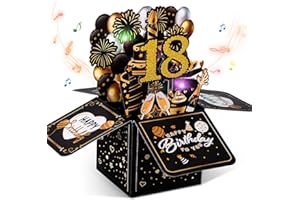 joyoldelf Biglietti Auguri Pop Up 18 Anni - Luci Musica Candele Interattive, Biglietto di Auguri 3D, Regalo Buon Compleanno Busta Divertente Para Donna, Uomo, Amica, Figlia, Fidanzata, Ragazzo