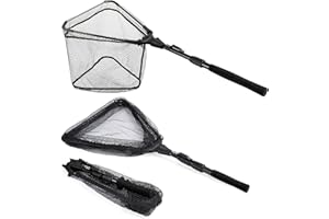 PLUSINNO Fischkescher, Fischkescher, Faltbarer Teleskopstangengriff, strapazierfähiges Nylon-Material, sicheres Fangen oder Freilassen von Fischen
