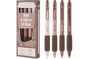 Mabor 4 szt. neutralny zestaw długopisów do kawy, zestaw dziennika, estetyczny różne (0,5 mm) cienki punkt, chowany czarny długopis, gładkie pisanie, rysunek (brązowy) artykuły biurowe do domu szkoły