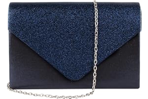 MEGAUK Damen Clutch Glitzer Elegant Abendtasche Glänzend Handtasche Envelope Tasche Strass Unterarmtasche mit Kette für Hochzeit Wedding Prom Party