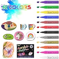 Beager Steine Bemalen Acrylstifte für Steine, 12 Farben Permanent Marker Stifte Wasserfester Acrylstifte für Leinwand…