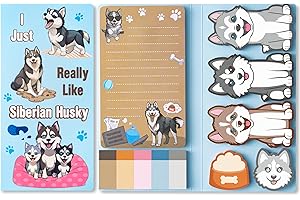 GROBRO7 Cute Dog Sticky Note Set - 550 Sheets I Just Really Like Husky Sticky Notes, Novelty Pet Dog Self-Stick Memo Pad Animal Shaped Page Marker for Kid Student Teacher School Office Stationery Gift