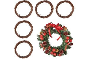 JEUIHAU 6-pack 30 cm naturlig vinkrans, klätterkrans rotting för halloween, jul, bröllop och fest, dörr och väggdekor