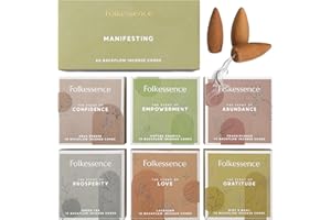 Folkulture Backflow Incense Cones For Waterfall, Set of 6 Waterfall Incense Cones Scented - Frankincense, Coffee Arabica, Aqua Breeze, Mint & Basil, Lavender, Green Tea Inscents-cones (Manifesting)