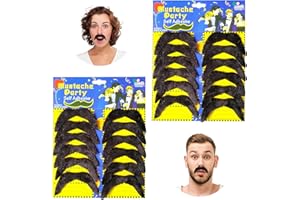 FUIPVGI 02-bazihuzi Herrenschnurrbart, künstlicher Schnurrbart, zum Aufkleben, realistische und wiederverwendbare Verkleidungen, ideal für Halloween, Cosplay, Partys, 24 Stück
