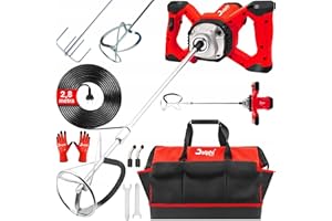 Delphi Agitatore elettrico 2600 W con 2 agitatori, 6 marce, per colla, cemento, vernice, gesso con borsa e accessori M14 940 giri/min