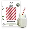The Cheeky Panda Bamboo Paper Bubble Tea Straws | 250 Red Striped Wide Drinking Straws | For Boba Tea, Milkshakes and Smoothies