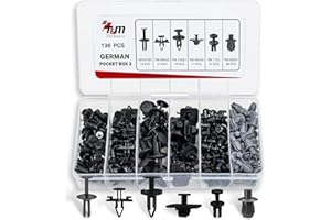 T&M TECHNICS® Kit Complet de Clips de Fixation en Plastique pour Auto – Lot de 136 Rivets, Agrafes et Fixations pour voiture allemande – Carrosserie & Garnitures de Voitures - German Pocket Box 2