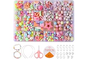 MUYAPAY Perlen zum Auffädeln, Kinder Schmuck Armbänder Bastelset Selber Machen, Schmuck Selber Machen Set, Perlen für Armbänder Set für Schmuck Machen, Handwerk, Armbänder, Halskette und Ring