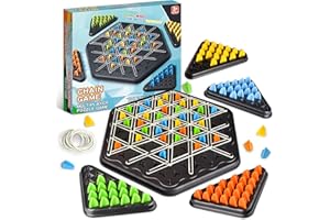 DONCIETY Chain Triangle Chess Game, Triggle Spiel Gummibänder, Kettendreieck Schachspiel, Strategie-Steckbrettspiel Spiel mit Gummibändern Dreieck Chain Triangle Game Dreiecksschach-Brettspiel für 2-4 Personen